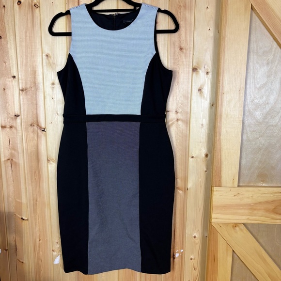 Ann Taylor Factory Dress Sz 6 Career Office Work Wear professional black white - Picture 2 of 13